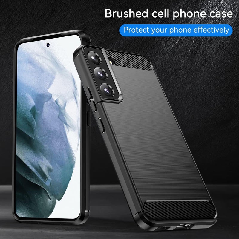 Aikcks for Samsung Galaxy S21 Ultra 5G Phone case, Shockproof, Scratch Resistant Carbon Fiber Jacket, Soft TPU, for Galaxy S21 Ultra 5G case (Black) - Image 3
